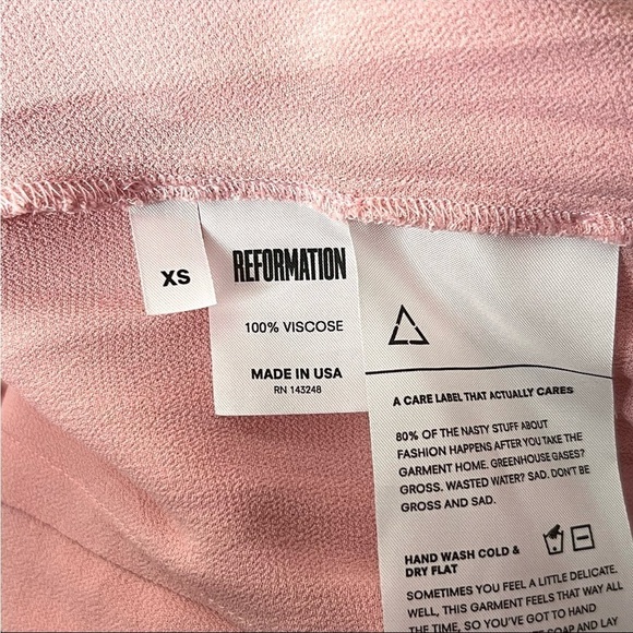 REFORMATION Crepe Ruffle V-Neck Long Sleeve Wrap Tie Waist Fit & Flare Dress XS - Picture 5 of 7